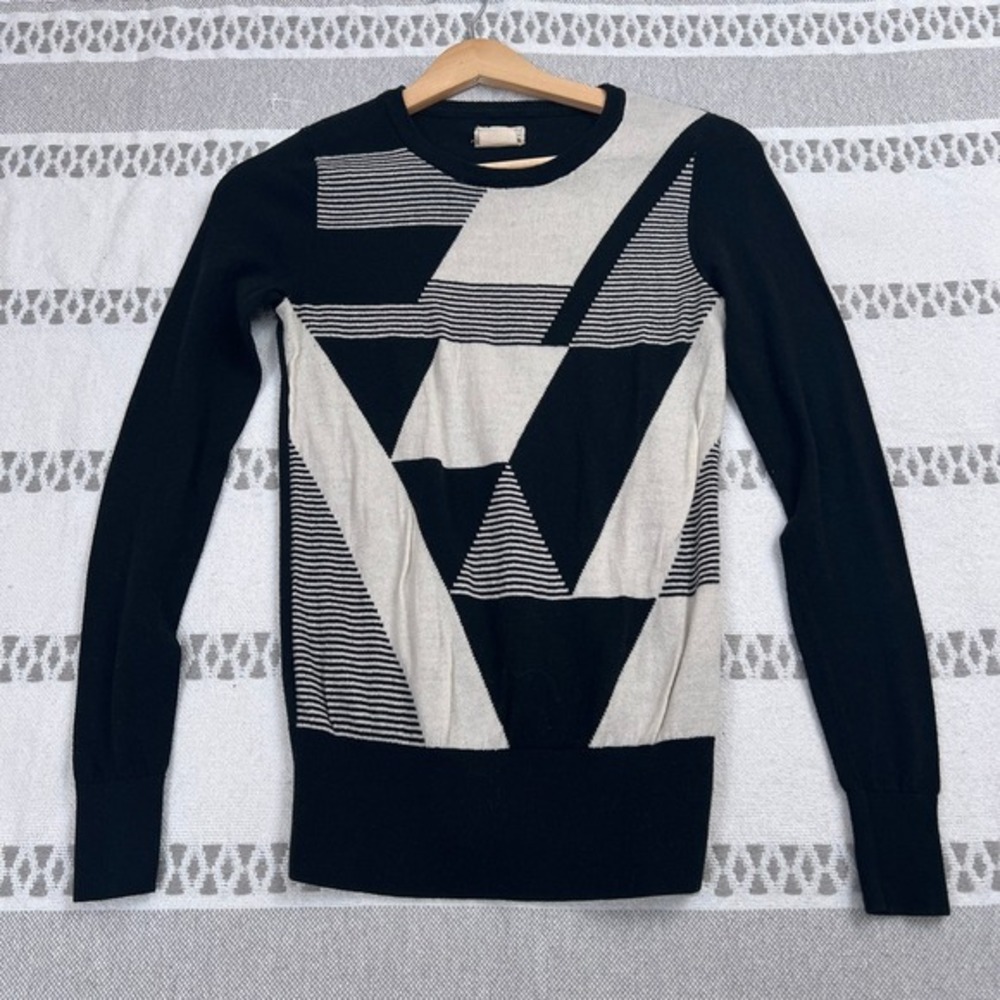 Coincidence Chance Sweater Black Gothic White Geo Abstract Mod Cotton‎ Women's S